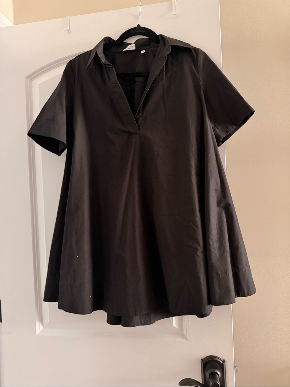 Babaton Black Short-Sleeve Polo Tunic Dress